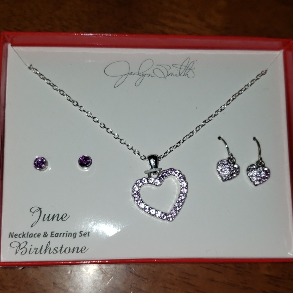 June Birthstone Necklace and Earring Set